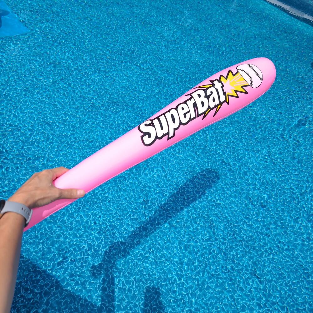 Inflatable Pink SuperBat Baseball Bat Pool Toy - Good Used Condition